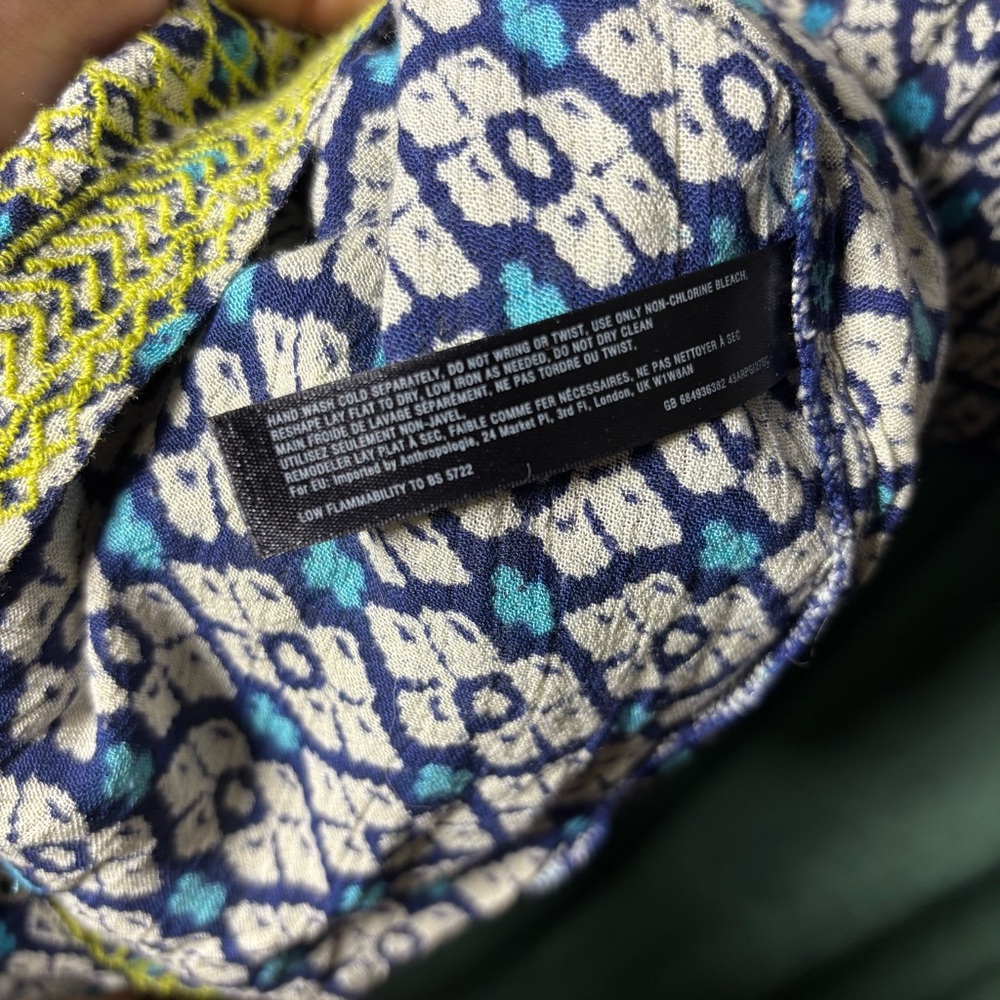 Anthropologie Lilka Blue and Yellow Patterned Short-Sleeve Romper XS - Picture 7 of 11